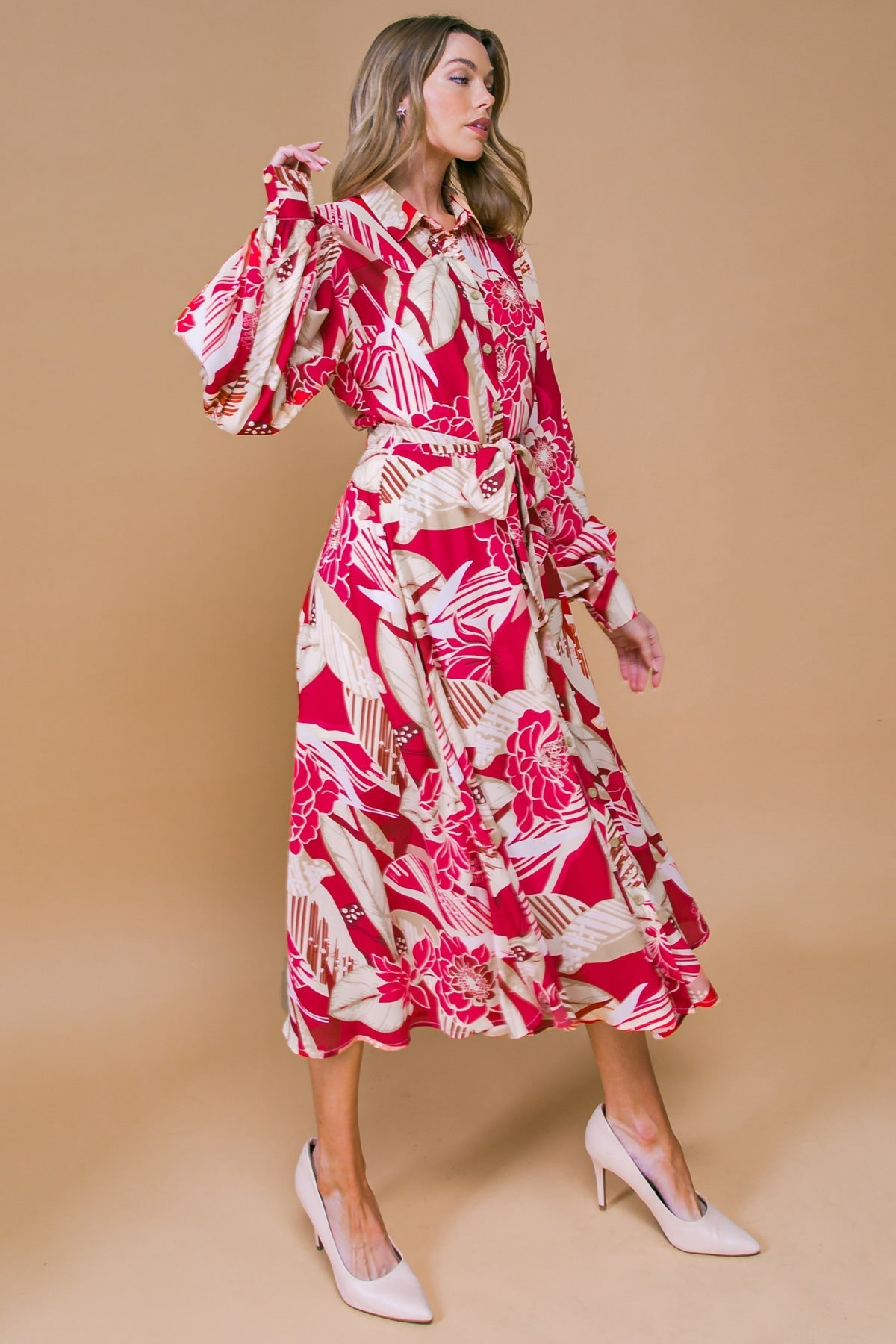 HEART OF WOVEN MIDI DRESS Flying Tomato